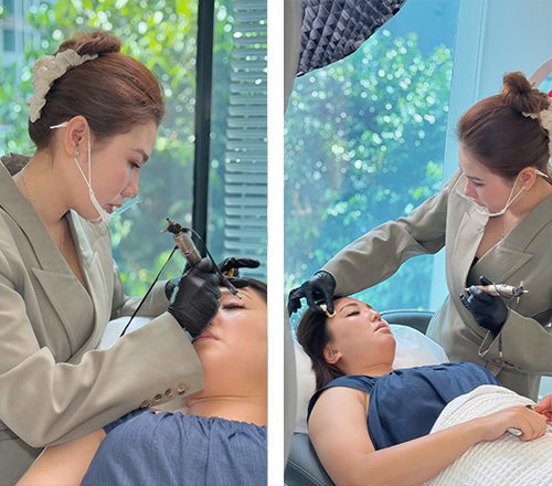 Coco Le at work in the COCO BROW studio